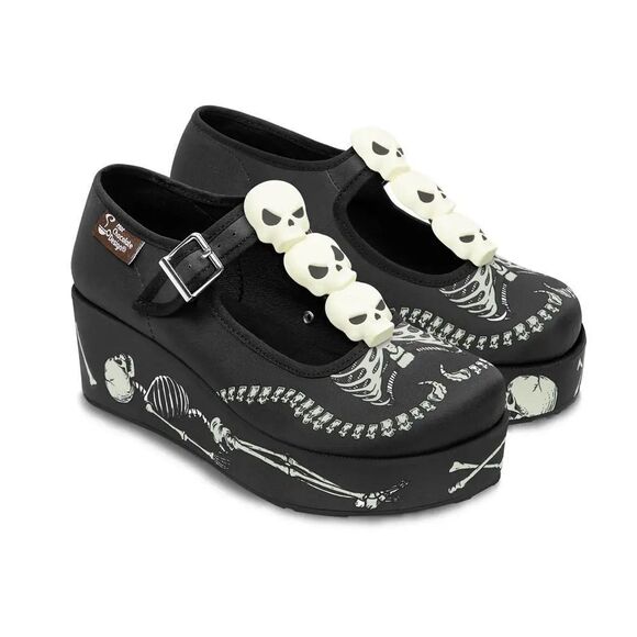 Skeleton Under Your Bed Hot Chocolate Mary Jane Platforms - Picture 1 of 6